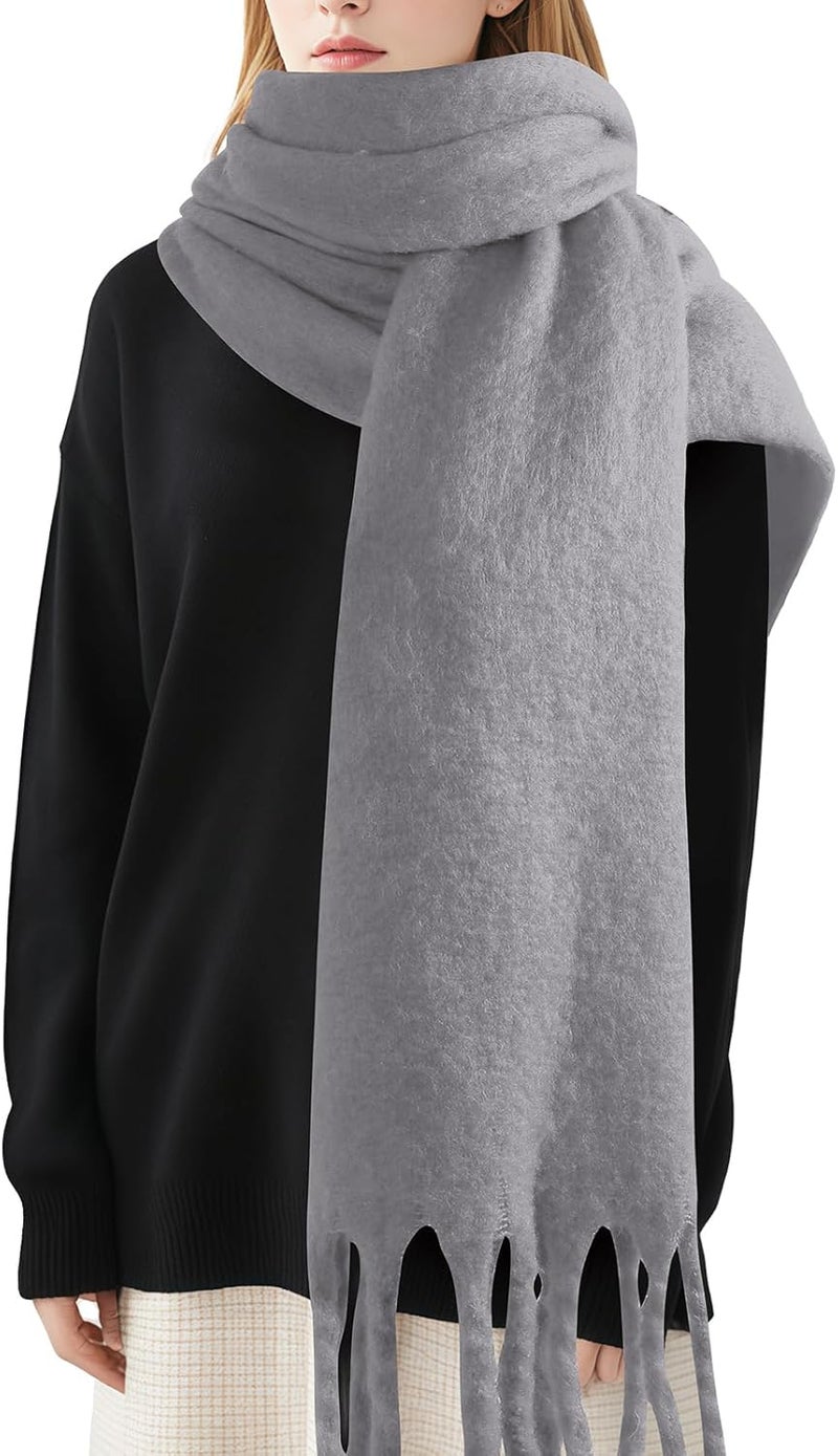 Premillow Women's Mohair Winter Scarf Pure Color, Warm Winter Scarf for Women and Men, Soft Luxurious Cashmere Feel Scarfs - Image 1